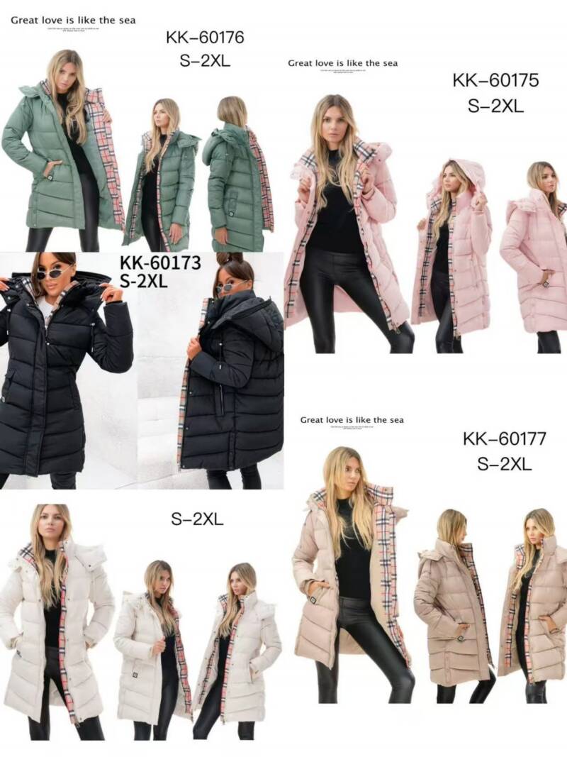 Plaszcze damkie zimowe Roz S-2XL, 1 Kolor Paczka 5 szt